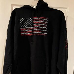 Black Hoodie with American Flag Design Big and Tall 3X